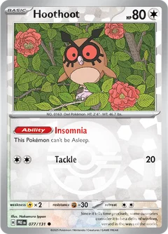 Hoothoot Poke ball Holo 77